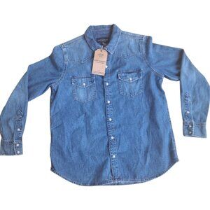 Lucky Brand Pearl Snap Denim Western Shirt Men's size Large NWT see measurment